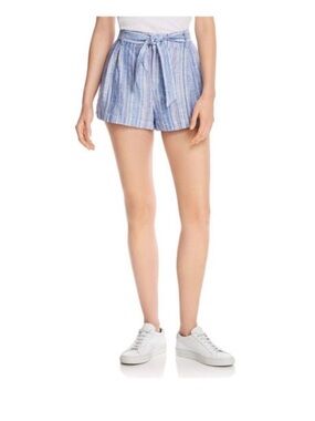 Parker Striped High Waist Tie-Front Shorts in Blue and White